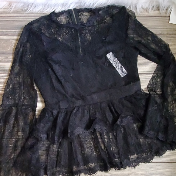 Last 2! Taylor Black Lace Blouse S M - Picture 2 of 7